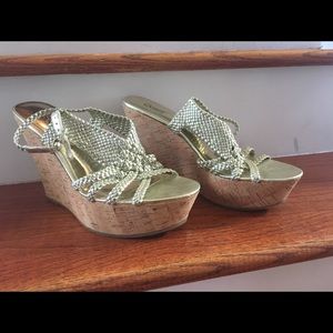 Gold summer wedges